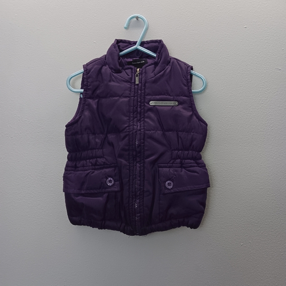 Calvin Klein Toddler Girl Purple Puffer Vest Size 2T Polyester Fall Winter
